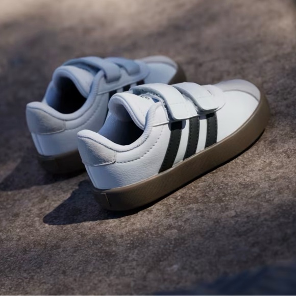 adidas White/Core Black/Gray One VL Court 3.0 Velcro Sneakers - Picture 6 of 16